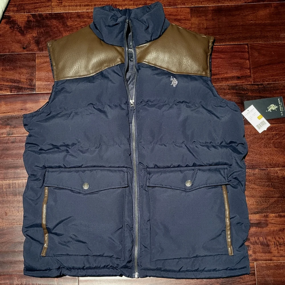 U.S. Polo Assn. Mens Puffer Vest Size S Womens M/L Unisex Puffer Vest Navy - Picture 3 of 13